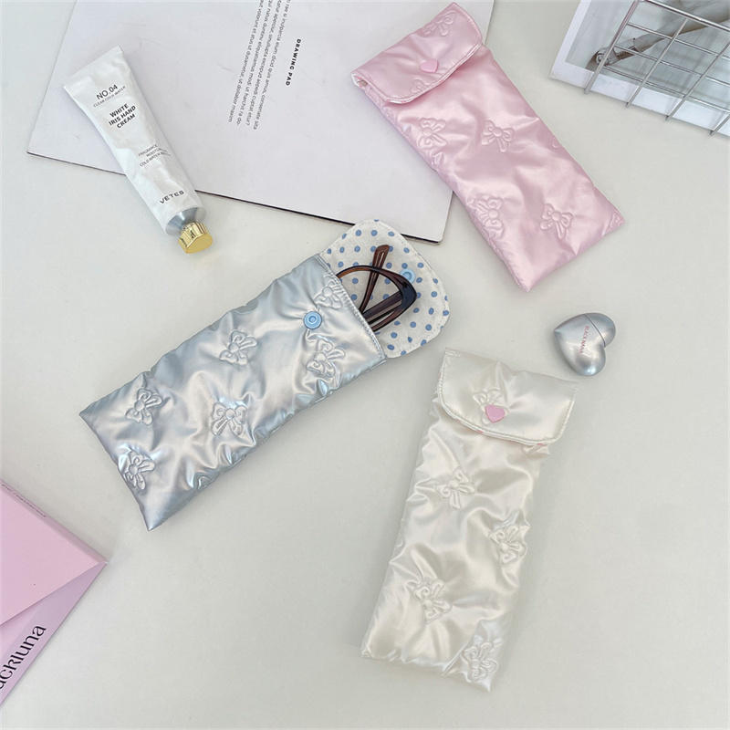 Přenosné mašličkové srdce brýle na čtení pouzdro měkká cestovní proti poškrábání taška na sluneční brýle pro ženy muže