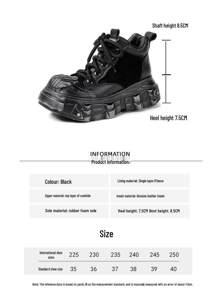 Dámské kotníkové boty z pravé kůže, černé: Lehká, Silná podrážka, Britský styl, Podzim/Zima 2025.