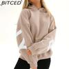 BITCED Damenmode Print Verdicktes Vielseitiges Langarm Oversize Kapuzensweatshirt