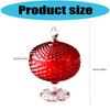 Bocal à Bonbons Épais en Verre Cristal Rouge avec Couvercle Boîte à Bijoux Ornementale Estampée Élégante Sucrenière pour Décorations de Mariages Fêtes
