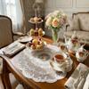 Elegant Lace Trim Embroidered Table Cover White Hollow Lace Table Cloth Round Doily Coffee Coaster Home Decor