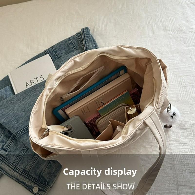 Korean Ins Quilted Top Handle Bag Women Large Storage Tote Bag for Commute Shopping Simple and Versatile Texture Luxury Bag