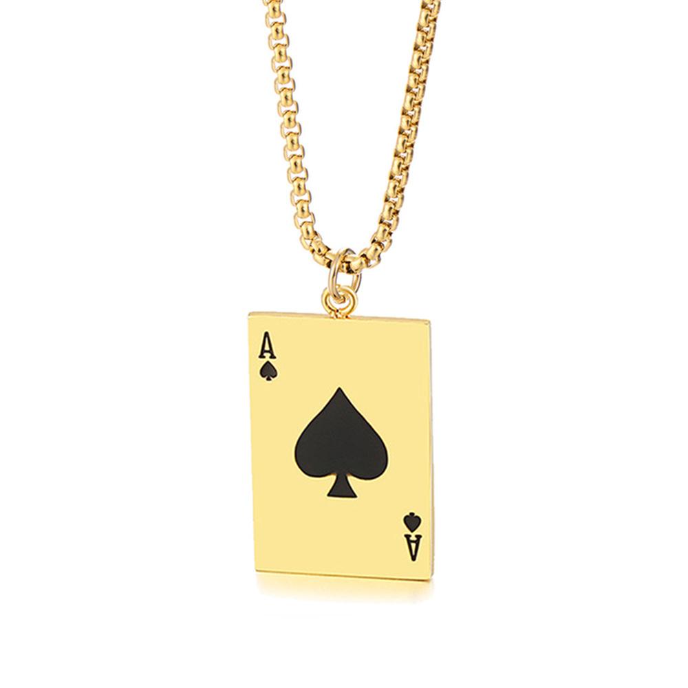 Punk Playing Cards A Shape Pendants Gold Silver Color Stainless Steel Poker Necklace for Women Men Lucky Fashion Jewelry Gift