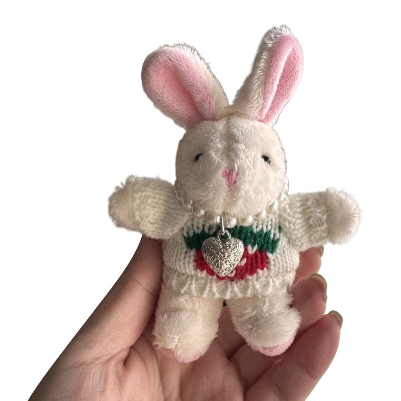 Cute  Plush Necklace Rabbit Keychain Hanging Ornament Backpack Handbag Charm
