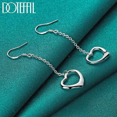 Romantic Heart Earrings Gift Silver Color Charming Party Jewelry