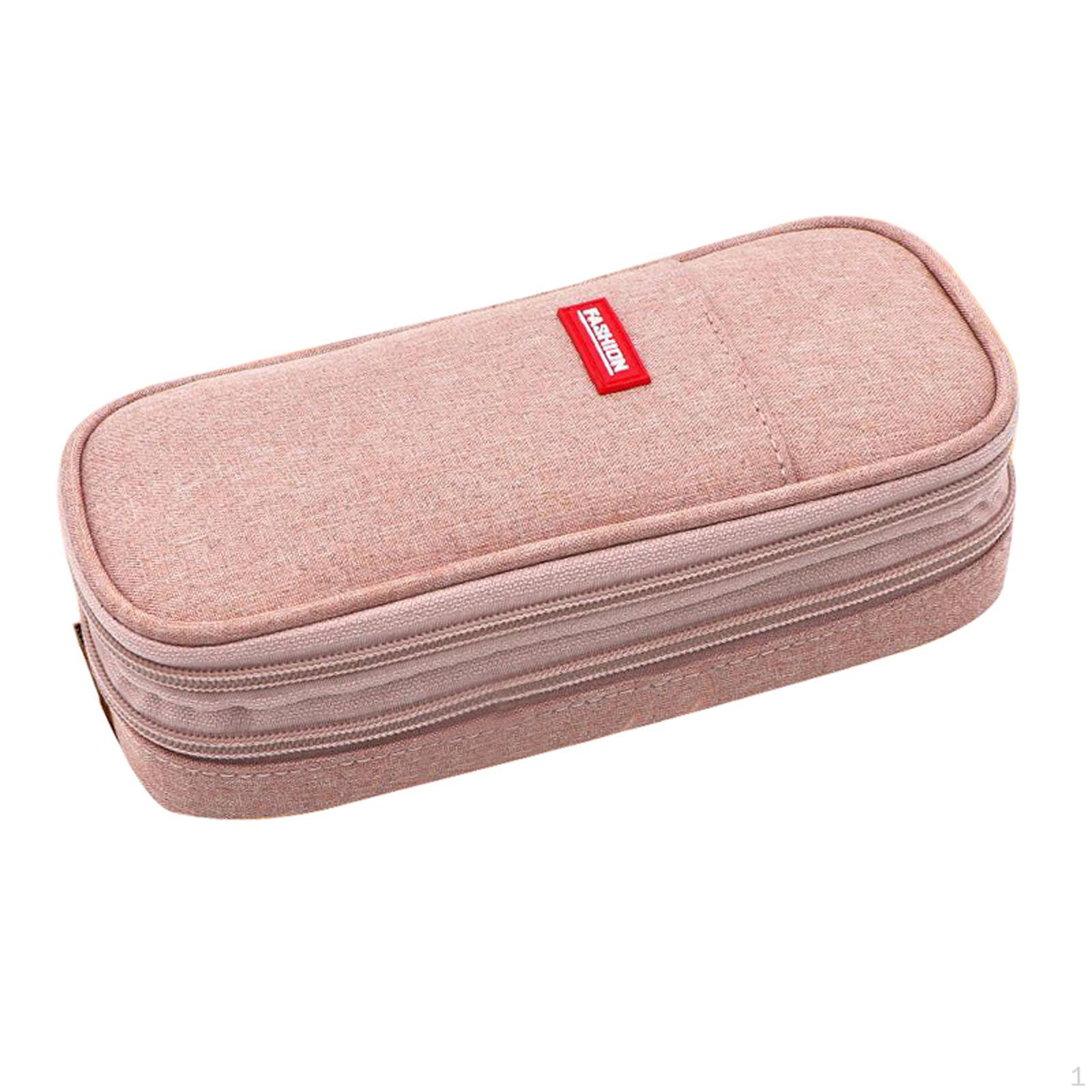 

Pen Case Cosmetic Bag Stationery Supplies for Girls and Boys College Adults Pink Gray