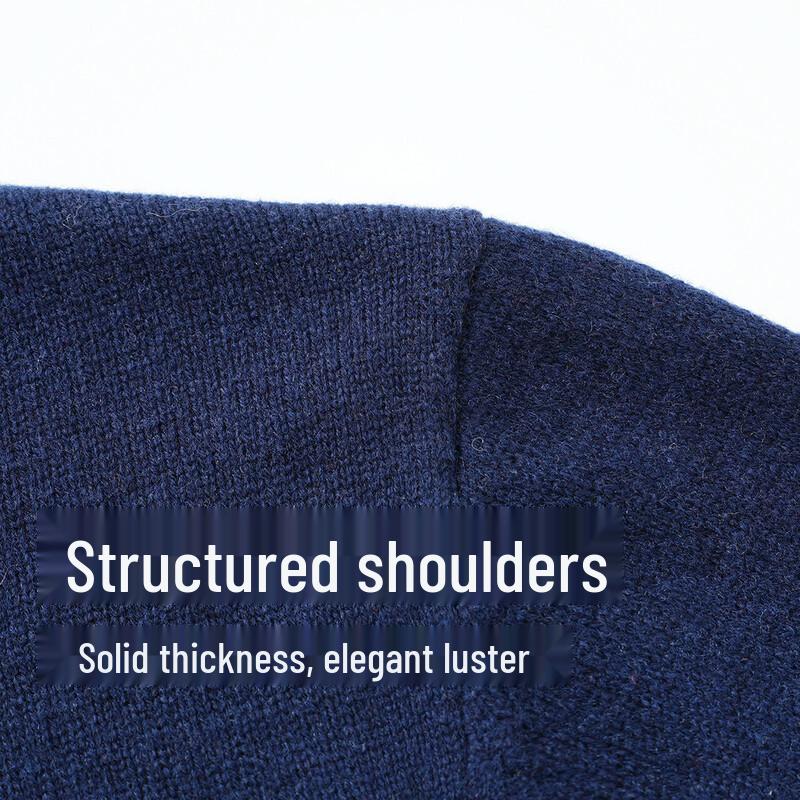 SHANSHAN Men's 90% Wool 10% Cashmere Blend Stand Collar Sweater