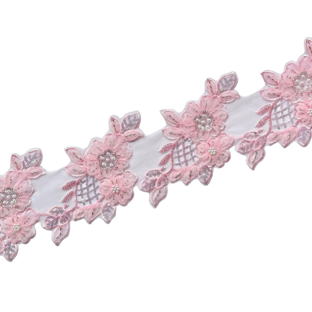 Colored Lace Eugen Dress Beaded Sequins Flowers Barcode Clothing Dress Wedding Dress Decorative Lace