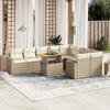 10 piece Garden Sofa Set with Cushions Beige Poly Rattan