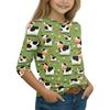 Children's Three-Quarter Sleeve Round Neck Top with Animal Print for Casual Daily Wear