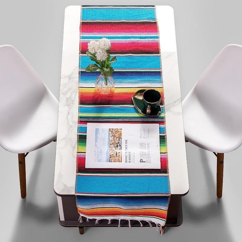 Mexican Table 1Pack 14 X 84 Inches Fiesta Mexican Theme Party Decoration for Cinco De Mayo Fiesta Party Table Cloth