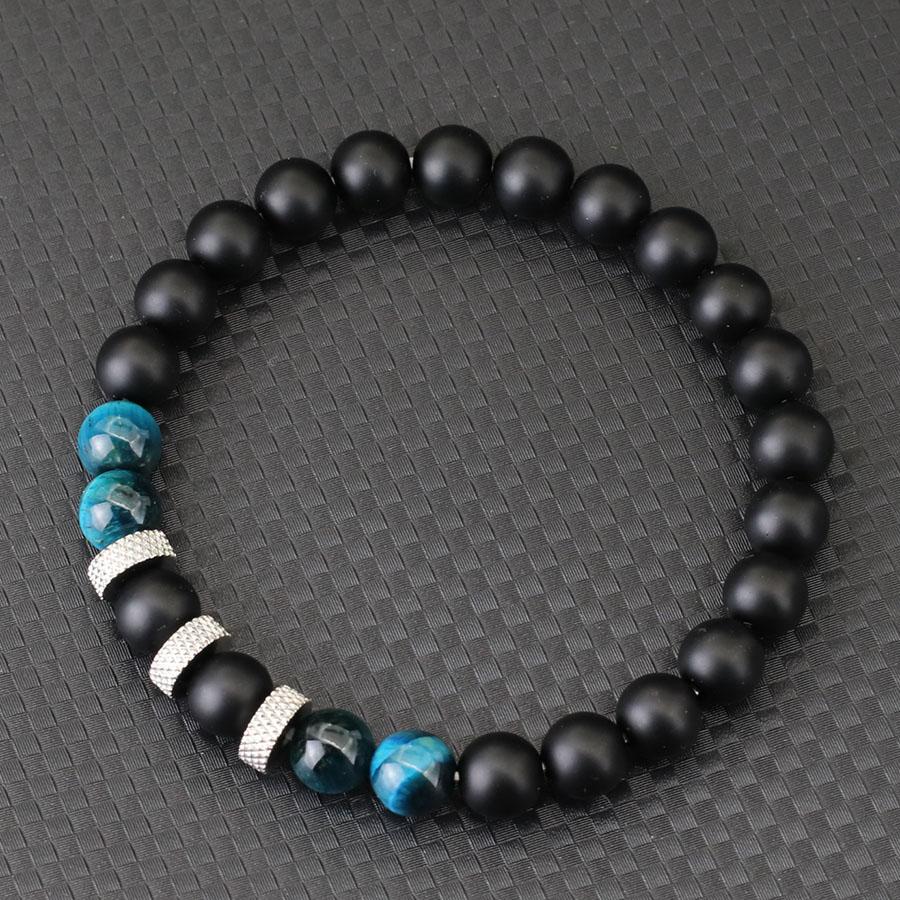 New Fashion Men Bracelet Beaded 8mm Onyx Tiger Eyes Lava Rock Stone Braslet Meditation Yoga Casual Wrap Braclet Pulsera Hombre