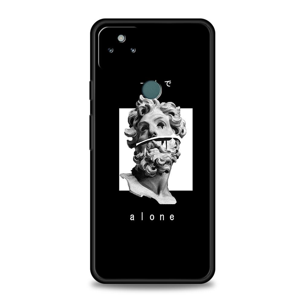 Cartoon Statue Abstract Art Phone Case Cover for Google Pixel 10 9 8 7 6 9A 8A 7A 6A Pro Shockproof Soft TPU 9 Pro XL Shell Capa