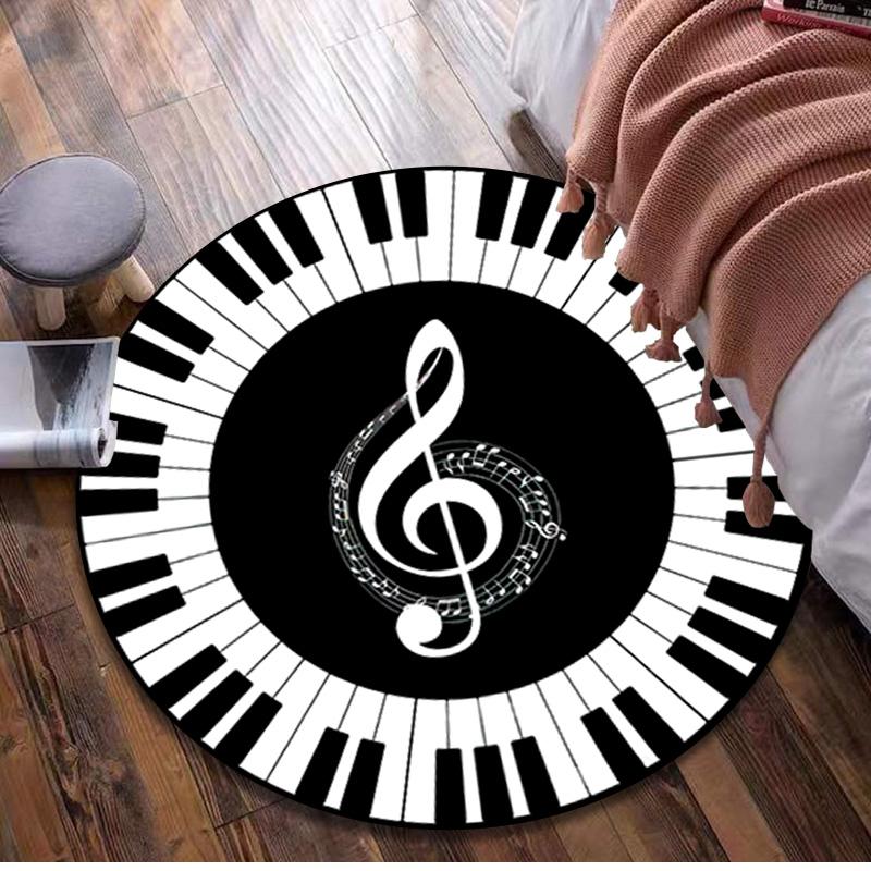 1Pc Staff music Circular Print Rug - home decoration Carpet For Living Room Bedroom Flooring Computer Chair Area Rug