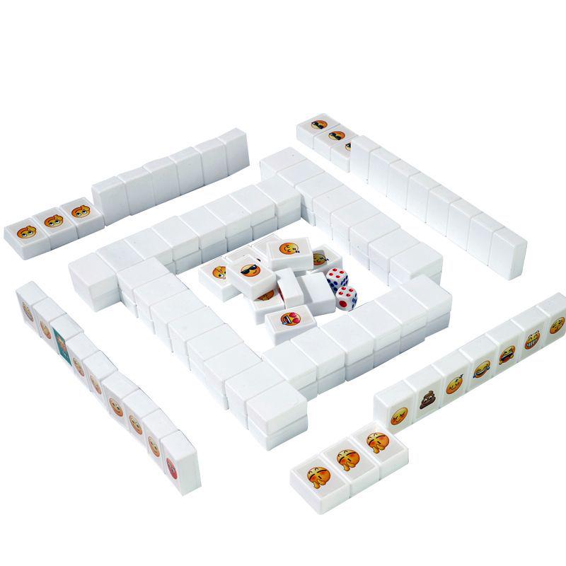 Cartoon Expression Mahjong Table Game: Puzzle & Connect-the-Dots Card Set for Children and Parent-Child Interaction, Indoor/Outdoor Fun