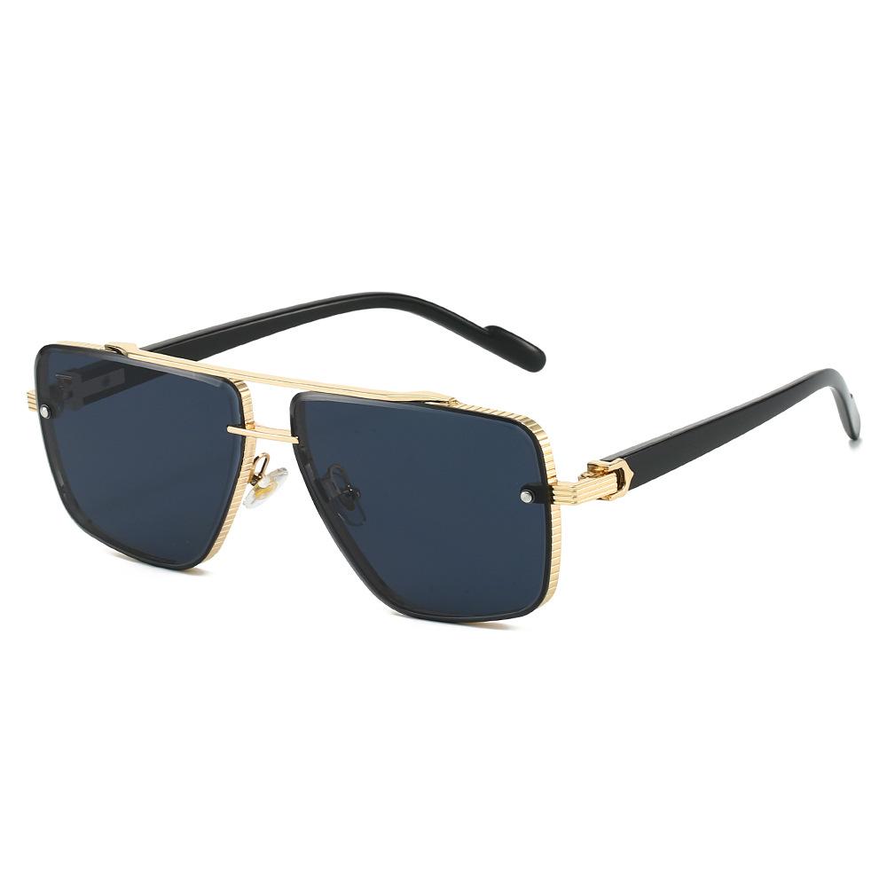 New Luxury Double Beam Frameless Gradient Women Sunglasses  Simple Wave Frame Design Trendy Trend Men Sun Glasses Uv400