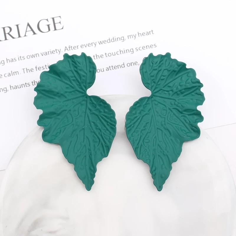 Orecchini pendenti geometrici coreani color verde a forma di fiore per donna petali rotondi a cuore foglia metallo brincos gioielli da matrimonio festa regalo