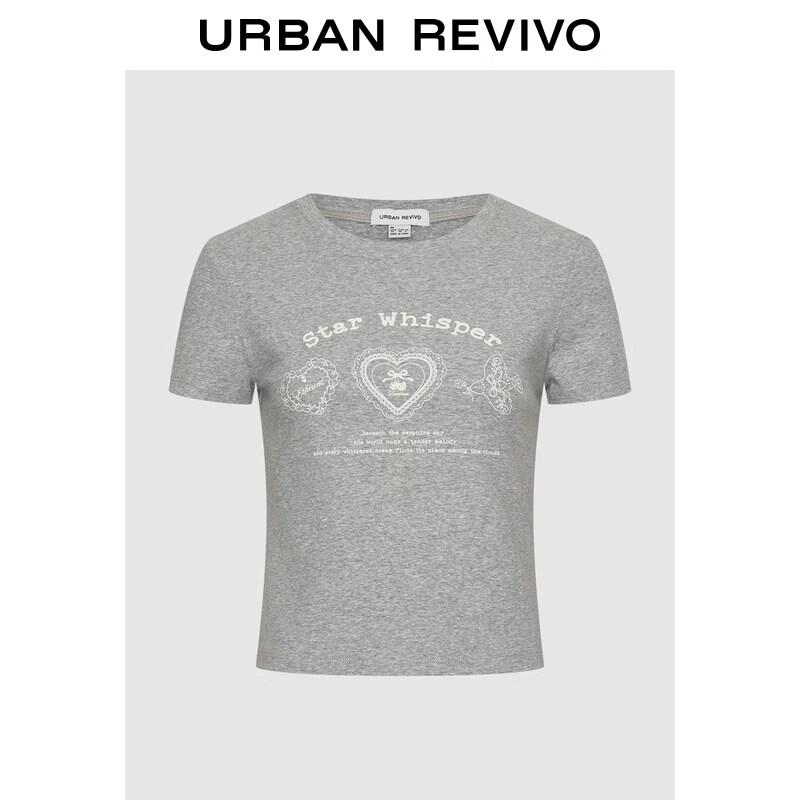 

UR2026 Women s Casual Sweet Printed Round Neck Short T-shirt L