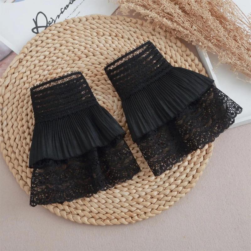 DIY Abnehmbare Manschetten Manschettenverlängerung Stickerei Spitze Gänseblümchen Falsche Ärmel Elastisch Wildes Handgelenk Plissiertes Organ Lolita Falsche Ärmel