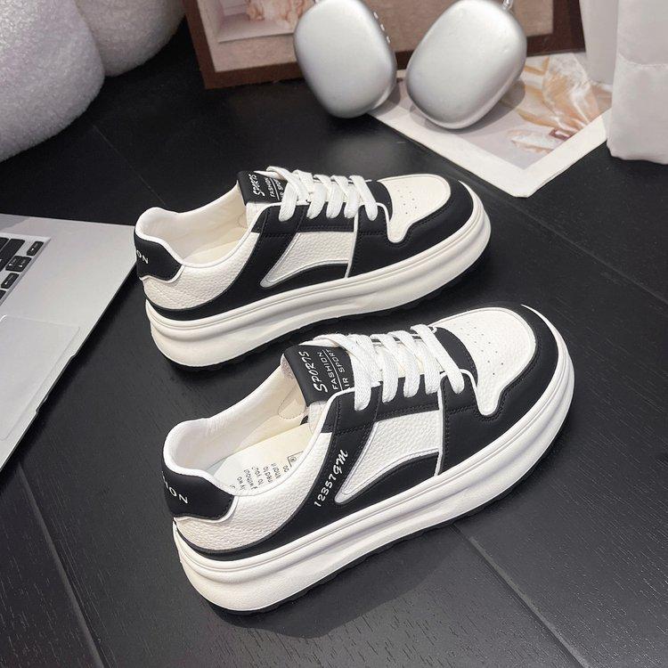 Popular Little White Shoes Women's 2025 New Autumn Thick-soled Heightening Casual Board Shoes Ins Versatile Sports Bread Shoes