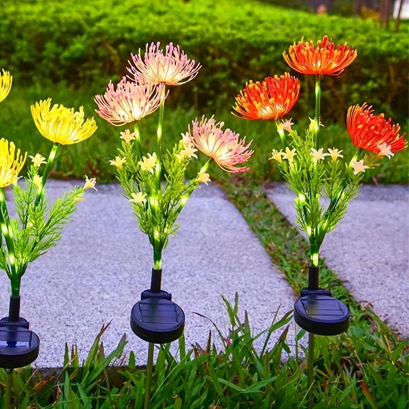 Solar Garden Lights Solar Flowers Lights with Glowing Flowers & Stems Solar Lights Outdoor for Garden Decoration Yard Decor