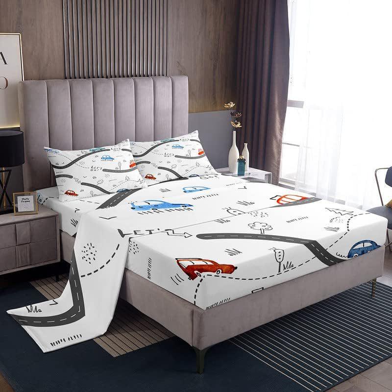 Wild Animal Camping Pattern Bed Hat Four-Piece Bedding Set Bedroom Dormitory Bedding Decoration