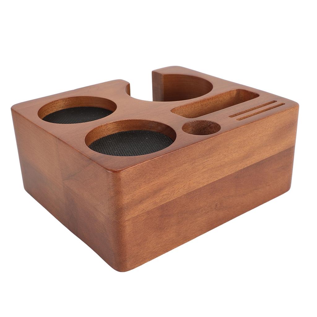 58mm Wooden Coffee Tamper Station Adjustable Multifunctional Coffee Portafilter Tamper Holder Stand
