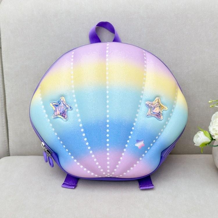 Colorful Shell Shaped Star Decoration Children Hard Shell Backpack School For