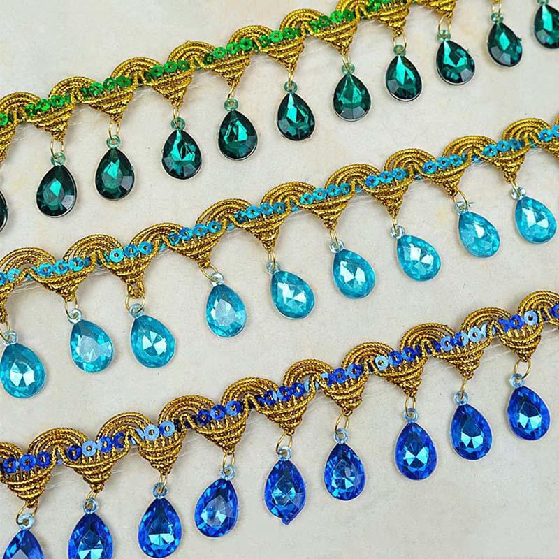 Diy Garment Sewing Accessories Hat Lace Ribbon Drop Rhinestones Diamond Costume Dress Sequined Tassel Fringe Edge Lace Trims