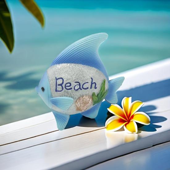 Fish Figurine Coastal Charm Resin Fish Sculpture Beach Relax Fish Statue