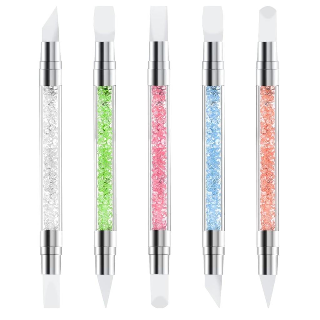 Oytra Nail Art Silicone Pen Shaper Tool Set of 5 Chisel Tip Dual Headed Sculpting Tools for Manicure Clay Wax Soaps Ceramics Designs for Beginners