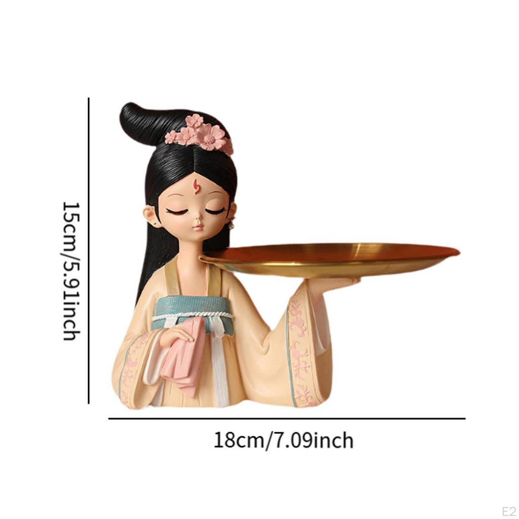 Mädchen Statue Kleinigkeiten Behälter Candy Trays Lagerung Einzugsgeschenk Schlüssel Halter Harz Skulptur für