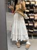 Women's High Waist Corduroy A-Line Mid-Length Skirt with Lace - Autumn/Winter 2025