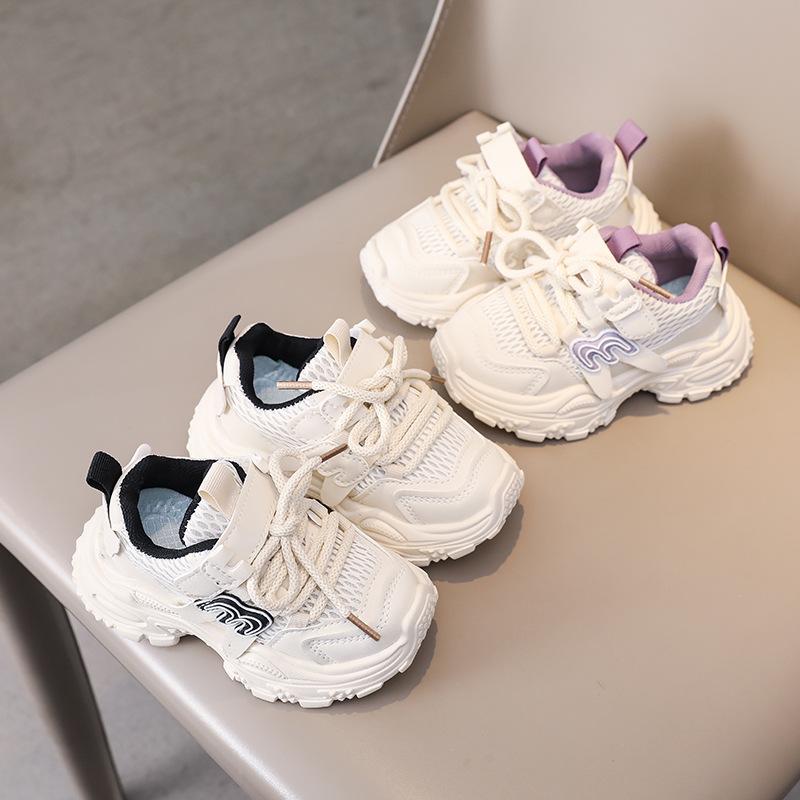 Spring Kids Breathable Mesh Sneakers Boys Girls Soft Sole Dad Shoes Fashion Casual Running Shoes For Children
