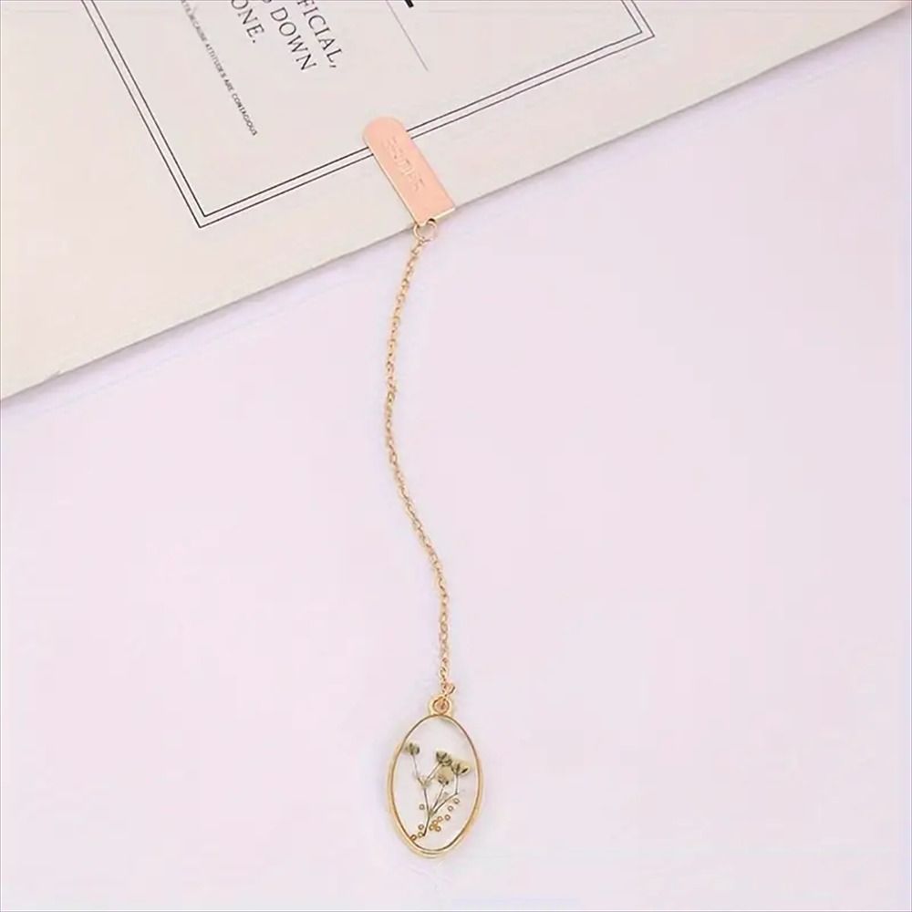Zinc Zinc Alloy Pendant Bookmark Pendant Literary Crystal Book Clip Flower Bookmark Book Lovers