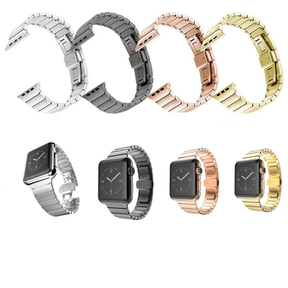 Stainless Steel Link Chain Watch Band with Butterfly Buckle for Apple Watch Series 10 42mm/9 8 7 41mm/SE (2023) SE (2022) SE 6 5 4 40mm/3 2 1 38mm