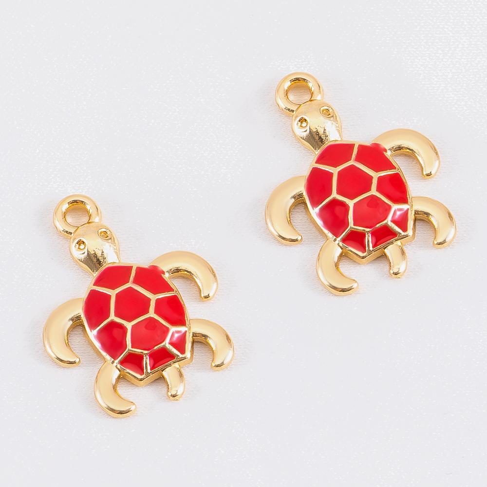 10pcs Cute Orange Enamel Sea Coral Turtle Conch Fish Starfish Charms Alloy Pendants for DIY Necklace Bracelet Jewelry Findings