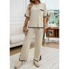 Women's Autumn and Winter Temperament Communicator Collision Short Sleeve Long Pants Sweater Set