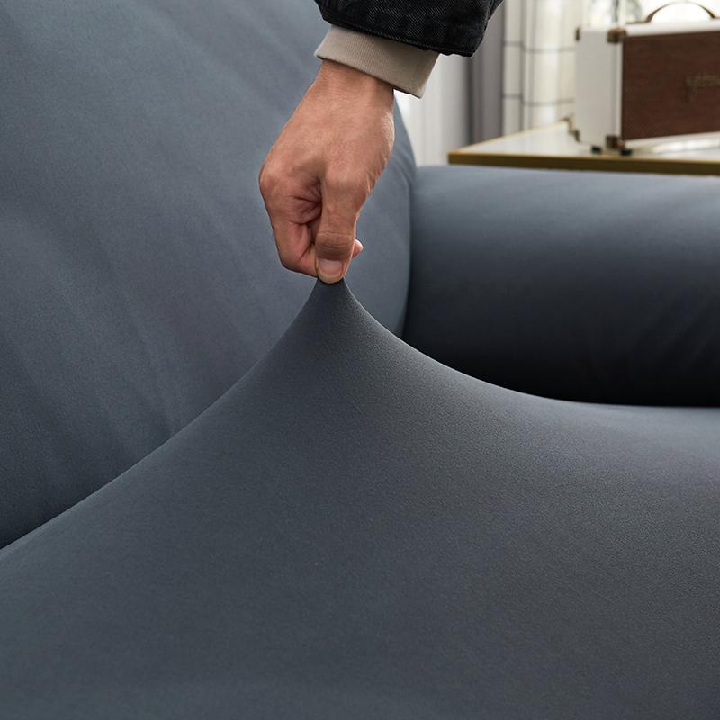 High Elasticity Faux Milk Silk Solid Colour Sofa Cover Easy To Install Pet Stain Resistant Fabric Soft And Skin Friendly