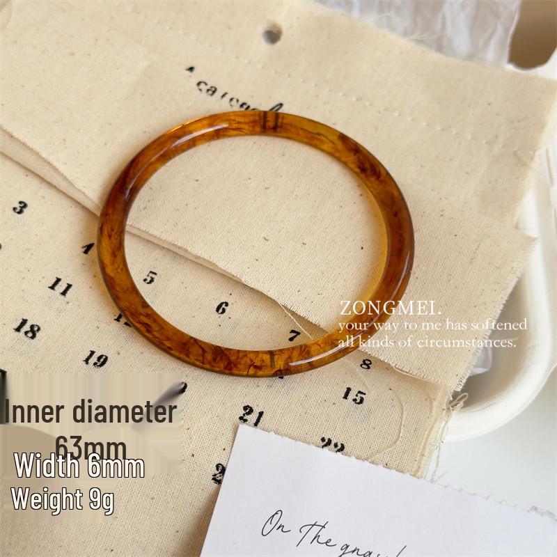 Velký nepravidelný mramorový vzor akrylový náramek - Výrazný francouzský široký čtvercový pryskyřičný šperk.