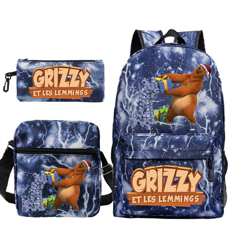 Printed primary and secondary school students backpack shoulder bag pencil bag three-piece combination