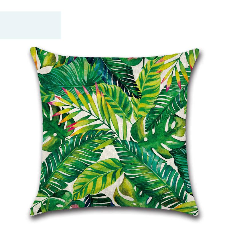 Tropical 18 Green Plant Pillow Case Cotton Sofa Cushion Cover Decorative