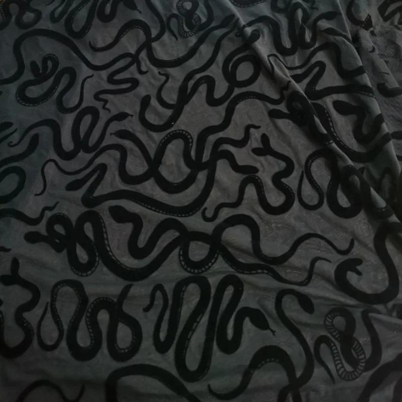 1yard Black Leopard Zebra Print Mesh Fabric Stretchy Flocking Lace Fabric Spandex Velvet Fabrics for DIY Sewing Clothing