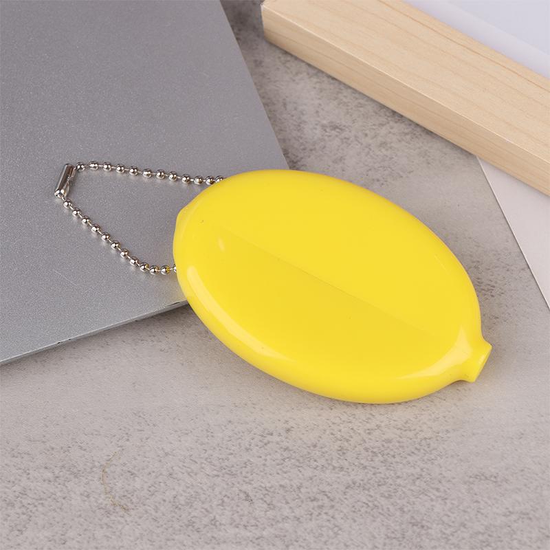 Small Oval Coin Purse Mini Earrings Rings Storage Box With Chain Solid Color Pvc  Portable Bag Pendant
