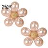 Alloy Brooch Pin 2Pcs Faux Pearl Flower Brooch, Retro Floral Anti-Exposure Neckline Pin, Decorative Women Jewelry Accessories for Suit Dress