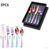 5Pcs Portable Stainless Steel Flatware Reusable Tableware Lightweight Backpacking Cutlery Dinnerware