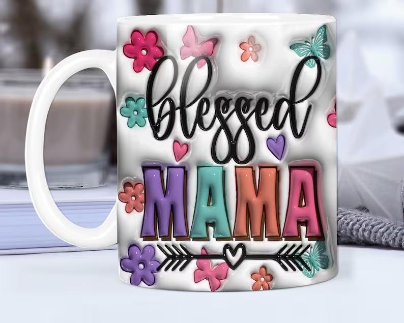 3D Best Mom Ever Ceramic Coffee Mug Mama Teacup Flower Mother