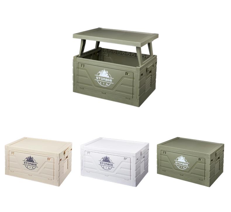 Foldable Wooden Lid Camping Storage Box & Extendable Picnic Table