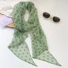 Korean green polka dot silk scarf female atmosphere thin neck streamer high-end long yarn small scarf accessories