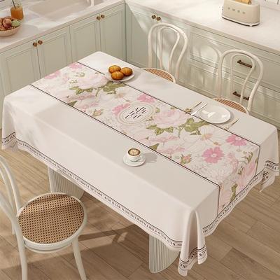 Nappe Ovale Imperméable, Résistante à l'Huile et Anti-Brûlure à Laisser en Place Tissu d'Agneau Nappe de Table à Manger Nappe Ovale pour la Maison